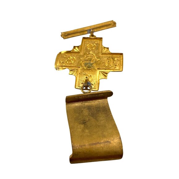 Secret Society United Order of the Golden Cross Antique Gold-tone Medal - Picture 4 of 8